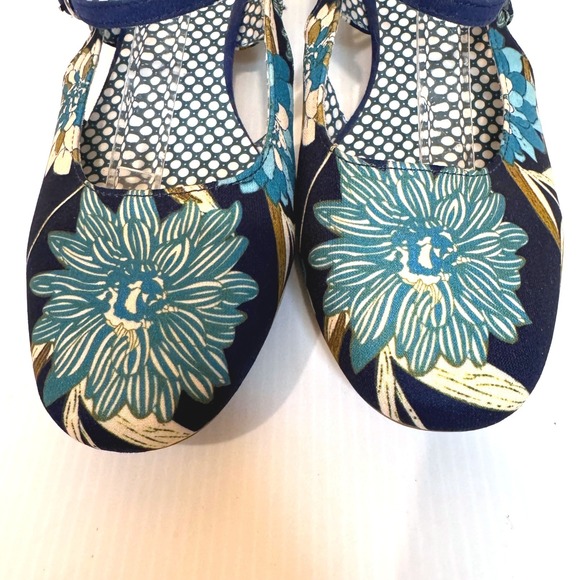 Ruby Shoo Iris Floral Mary Jane Block Heels Size 10 Retro Cottage Garden Summer - Picture 5 of 11